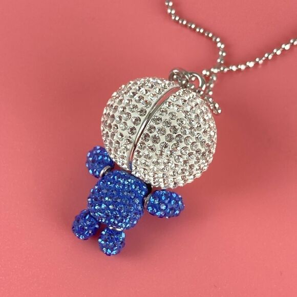 Swarovski Eliot Swing Sing Bow Tie Blue Pendant Necklace - Picture 5 of 6